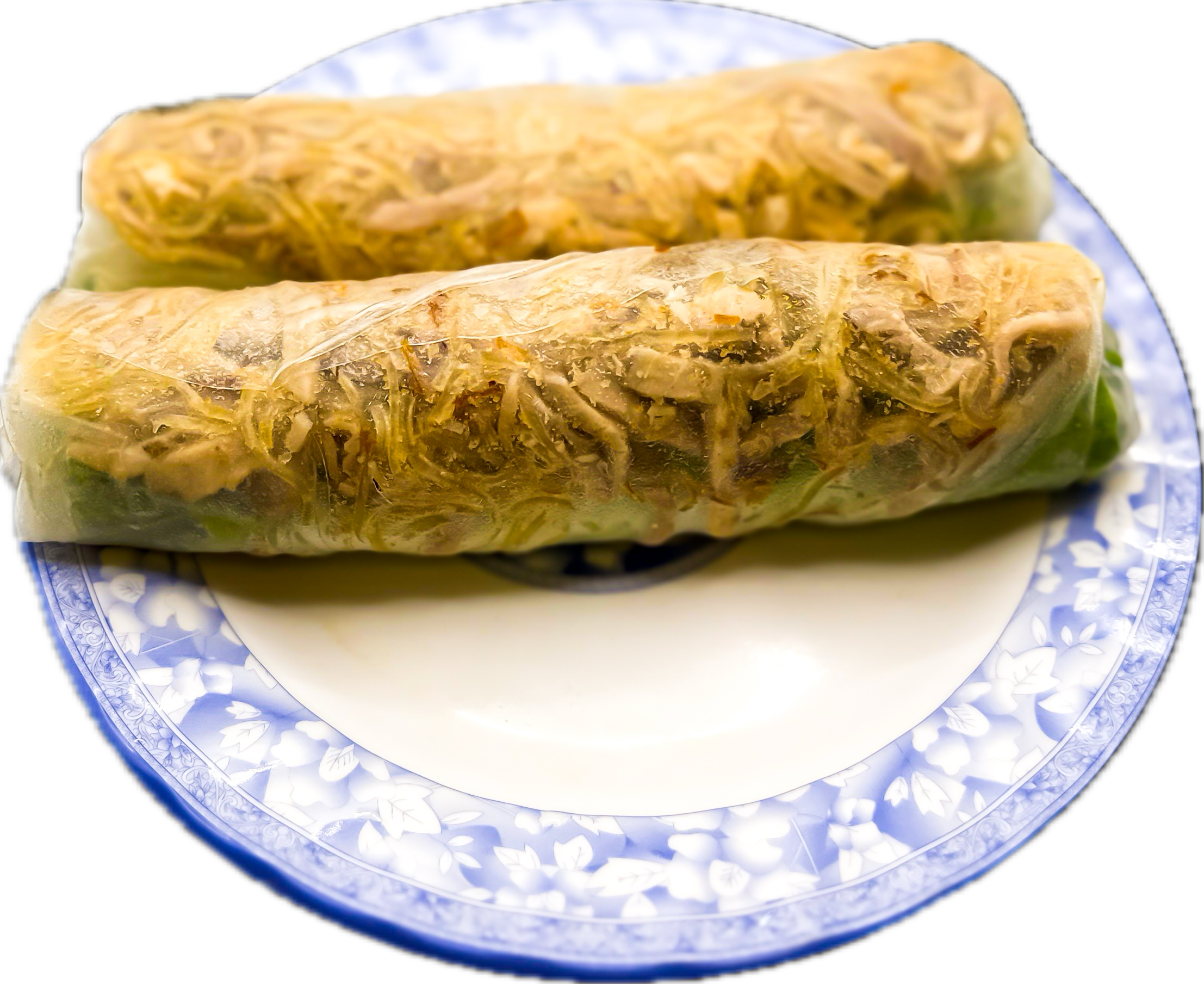 Bì Cuốn (Bi Cuon) - Vietnamese salad rolls with shredded pork skin, vermicelli, and vegetables, wrapped in rice paper