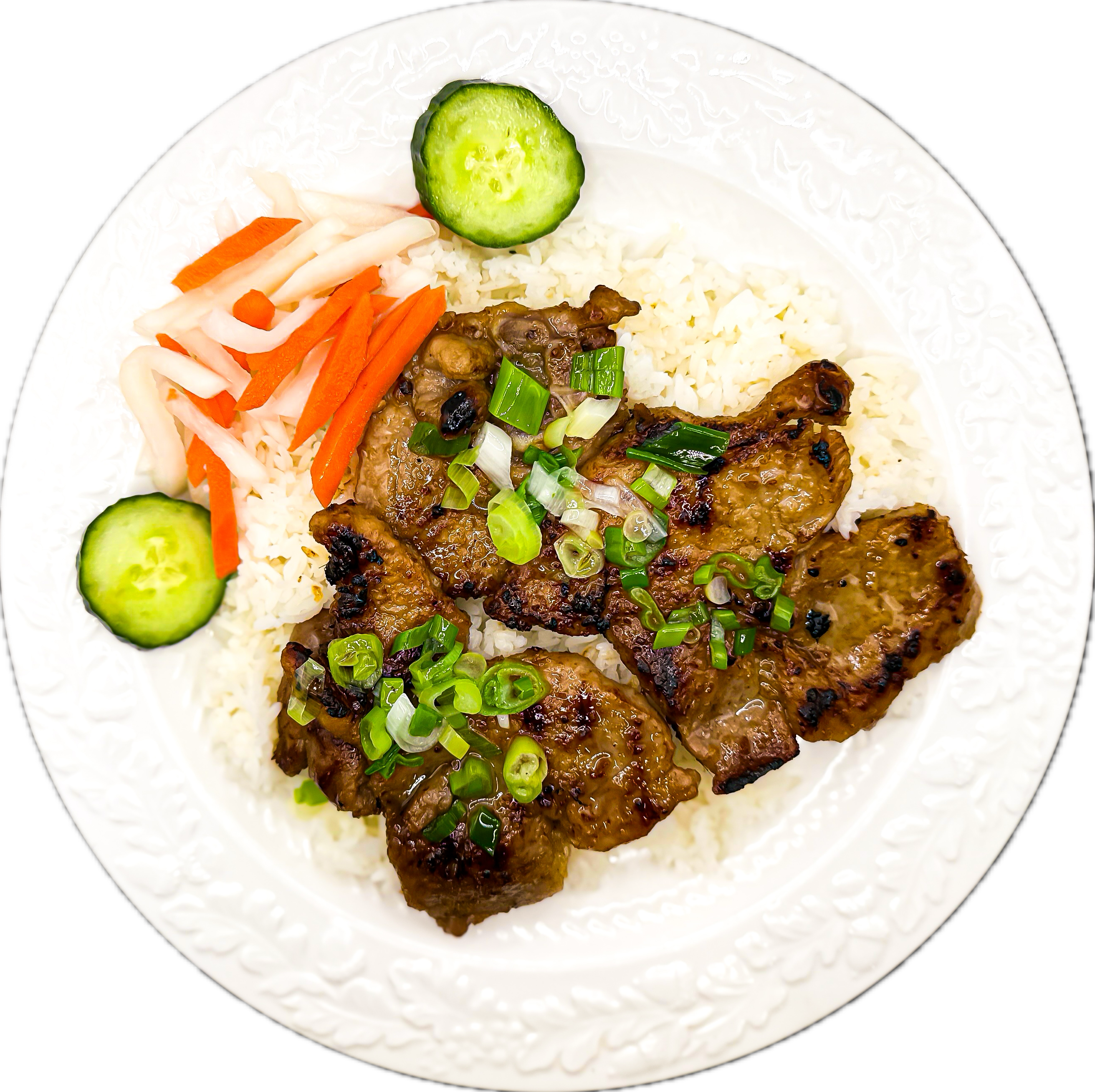 Cơm Tấm Sườn (Com Tam Suon) - Grilled pork chop on steamed broken rice